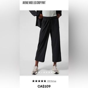 Athleta Avenue wide leg crop Black sz 4